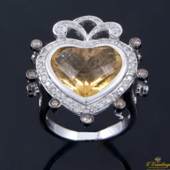 ANILLOS / SORTIJAS Sortija oro blanco citrino corazón y diamantes
