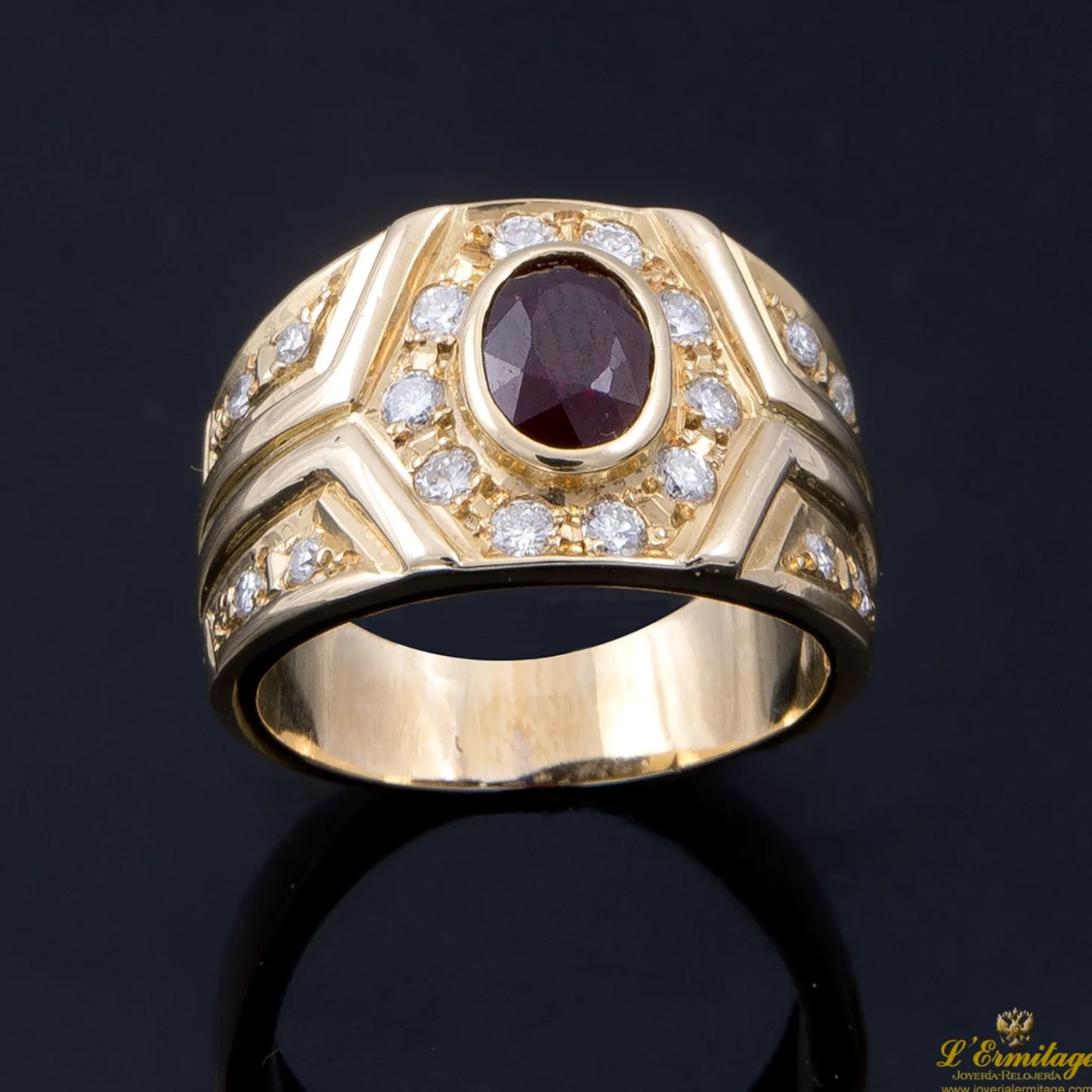 ANILLOS / SORTIJAS Sortija oro amarillo rubí y diamantes