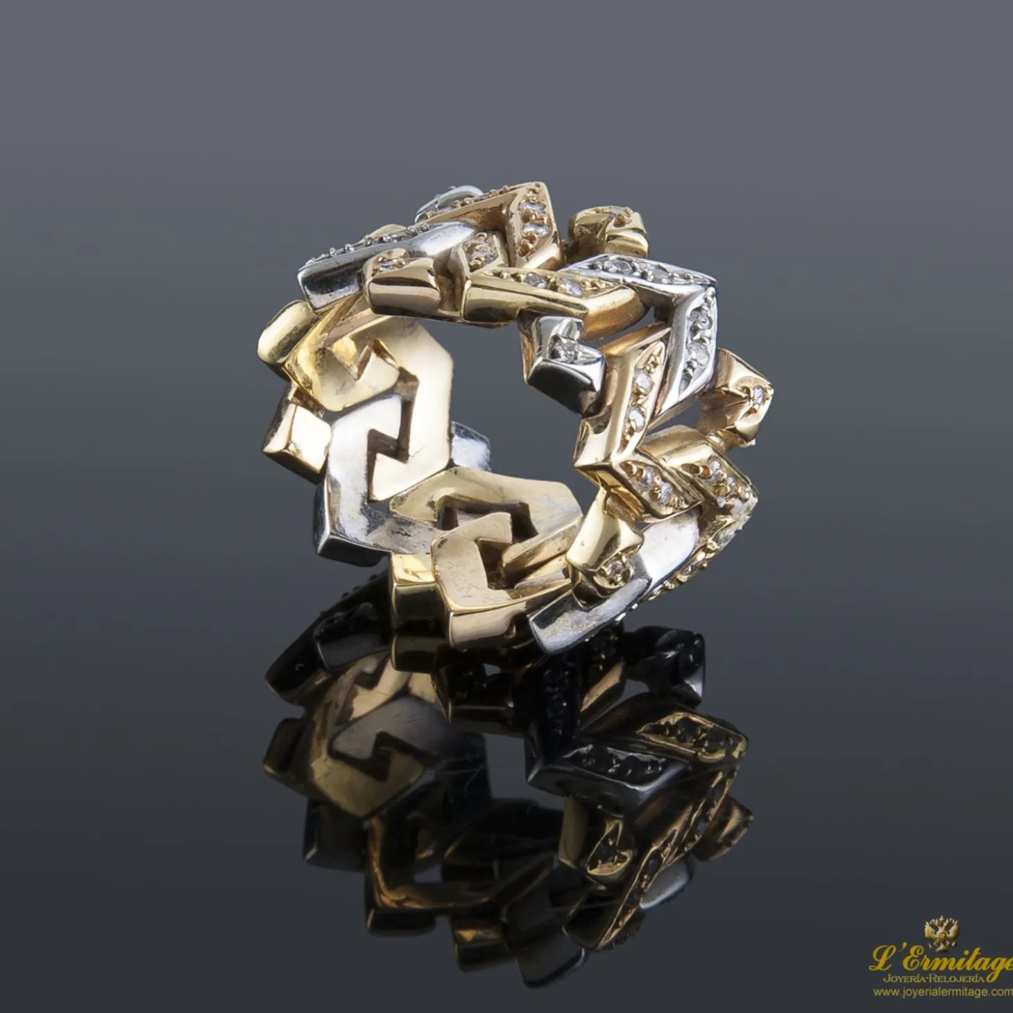 ANILLOS / SORTIJAS Sortija oro amarillo ancha y diamantes