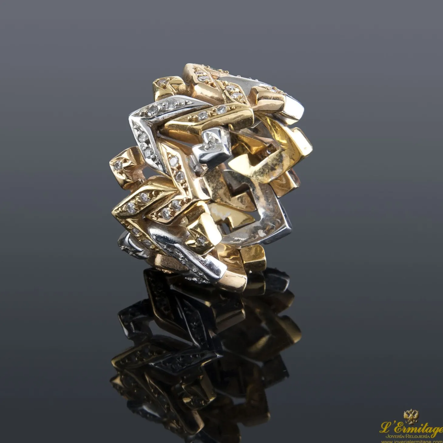 ANILLOS / SORTIJAS Sortija oro amarillo ancha y diamantes
