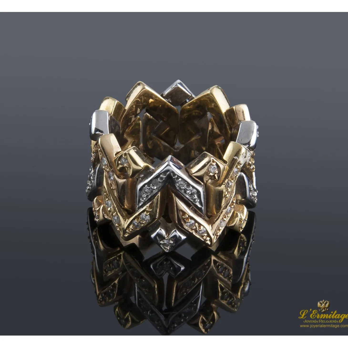 ANILLOS / SORTIJAS Sortija oro amarillo ancha y diamantes