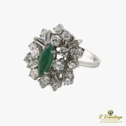 ANILLOS / SORTIJAS Sortija oro blanco esmeralda y diamantes