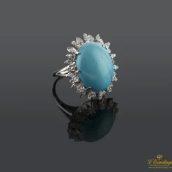 ANILLOS / SORTIJAS Sortija oro blanco turquesa y diamantes