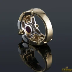 ANILLOS / SORTIJAS Sortija oro amarillo rubí cabuchón y diamantes