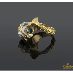 ANILLOS / SORTIJAS Sortija oro amarillo y esmalte pez