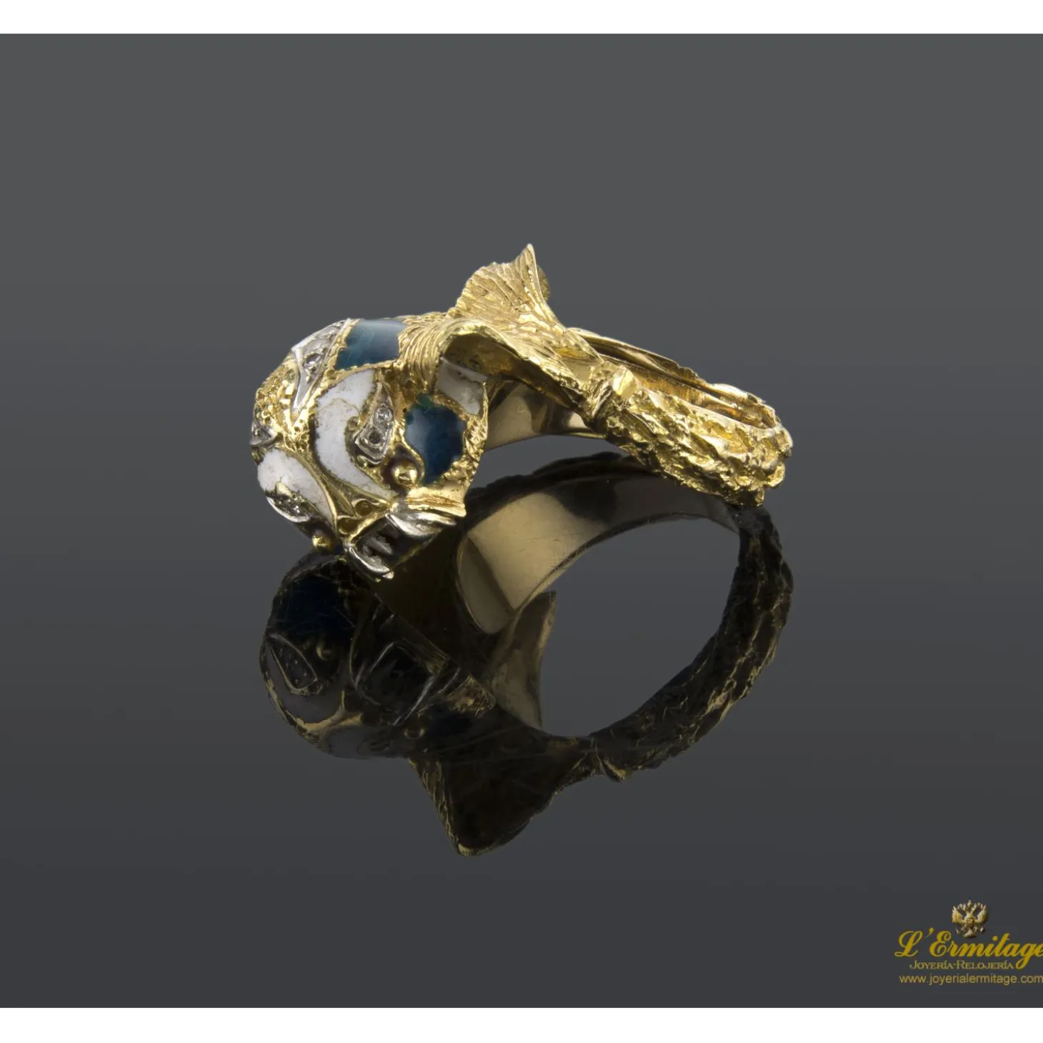 ANILLOS / SORTIJAS Sortija oro amarillo y esmalte pez