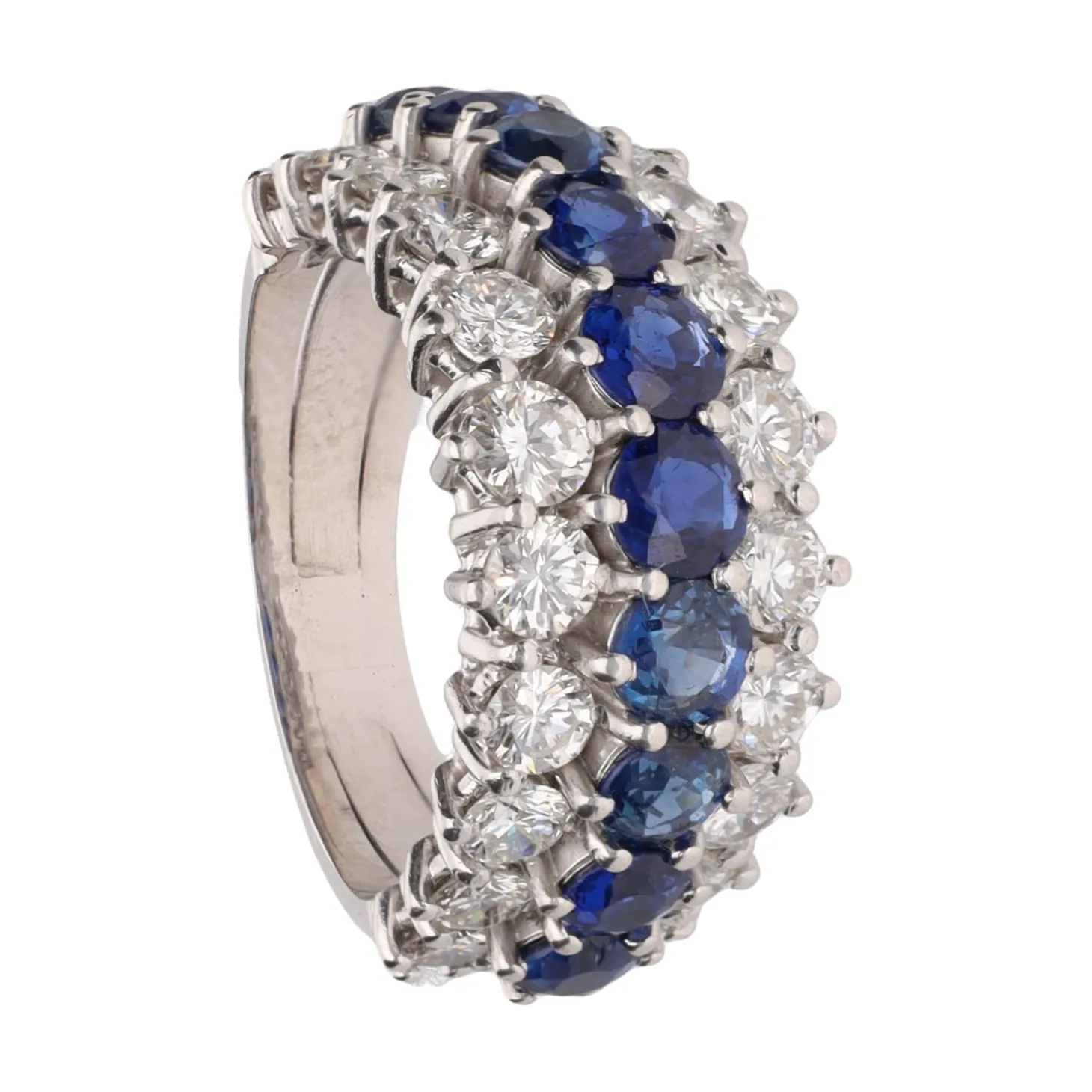 ANILLOS / SORTIJAS Sortija oro blanco con zafiros y brillantes. Talla 15.