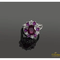 ANILLOS / SORTIJAS Sortija oro blanco rubíes y diamantes