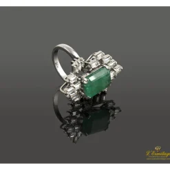 ANILLOS / SORTIJAS Sortija oro blanco esmeralda y diamantes