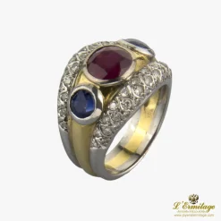 ANILLOS / SORTIJAS Sortija oro amarillo oro blanco rubí zafiros y diamantes
