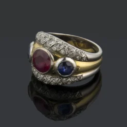 ANILLOS / SORTIJAS Sortija oro amarillo oro blanco rubí zafiros y diamantes