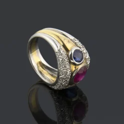ANILLOS / SORTIJAS Sortija oro amarillo oro blanco rubí zafiros y diamantes