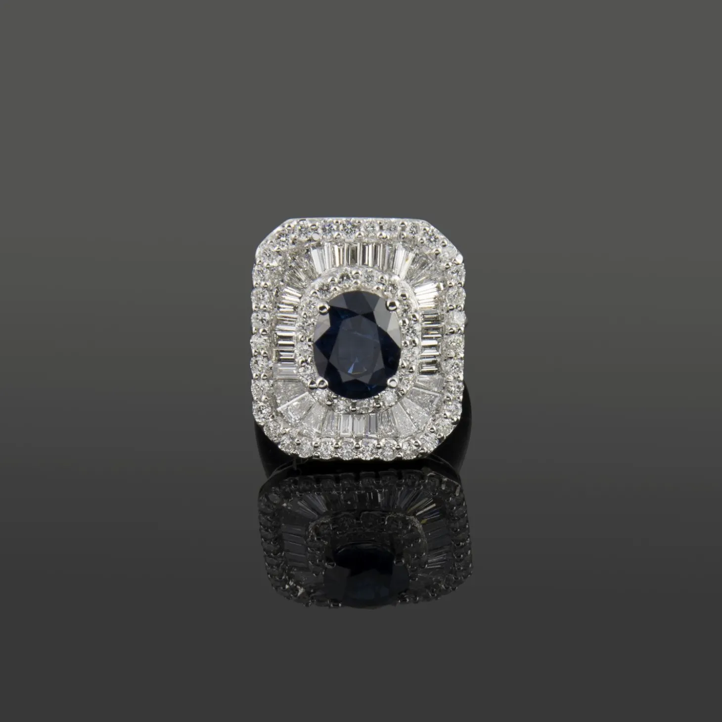 ANILLOS / SORTIJAS Sortija oro blanco zafiro y diamantes