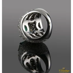 ANILLOS / SORTIJAS Sortija oro blanco esmeralda y cuajado de diamantes