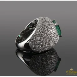 ANILLOS / SORTIJAS Sortija oro blanco esmeralda y cuajado de diamantes