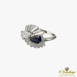 ANILLOS / SORTIJAS Sortija oro blanco zafiro y diamantes