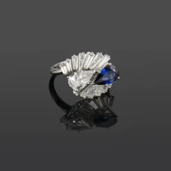 ANILLOS / SORTIJAS Sortija oro blanco zafiro y diamantes