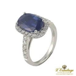 ANILLOS / SORTIJAS Sortija oro blanco zafiro y diamantes naturales
