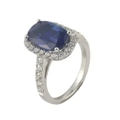 ANILLOS / SORTIJAS Sortija oro blanco zafiro y diamantes naturales