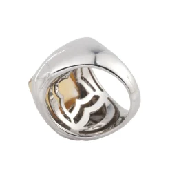 ANILLOS / SORTIJAS Sortija pirámide de bulgari en oro blanco con citrino. Talla 12.