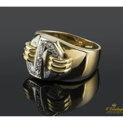 ANILLOS / SORTIJAS Sortija realizada en oro amarillo y oro blanco con motivo de brillantes