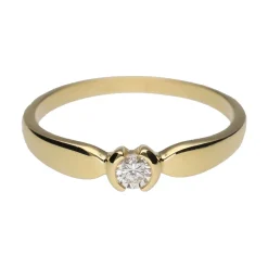 ANILLOS / SORTIJAS Sortija solitario en oro amarillo y brillantes. Talla 15.