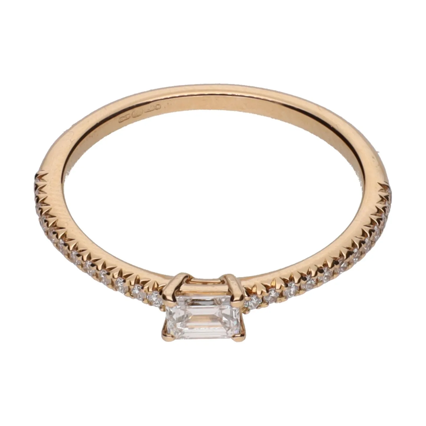 ANILLOS / SORTIJAS Sortija solitario en oro rosa con diamantes. Talla 13.