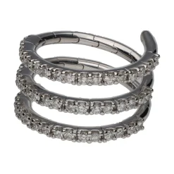 ANILLOS / SORTIJAS Sortija tipo muelle en oro blanco con brillantes. Talla 14