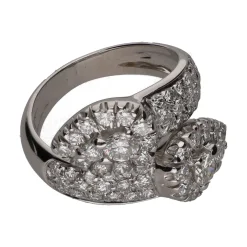 ANILLOS / SORTIJAS Sortija tipo tu y yo en oro blanco con brillantes. Talla 14.