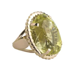 ANILLOS / SORTIJAS Sortija vintage en oro rosa y cuarzo limón.