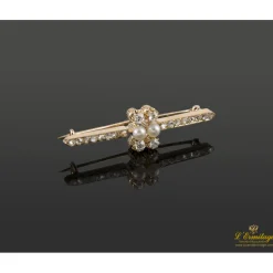 BROCHES / ALFILERES Alfiler oro rosa perlas y diamantes