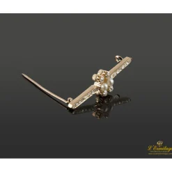 BROCHES / ALFILERES Alfiler oro rosa perlas y diamantes