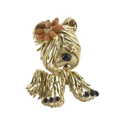 BROCHES / ALFILERES Broche-alfiler perro oro amarillo