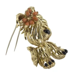 BROCHES / ALFILERES Broche-alfiler perro oro amarillo