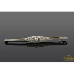 BROCHES / ALFILERES Broche-alfiler antiguo oro amarillo y plata con diamantes.