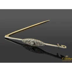 BROCHES / ALFILERES Broche-alfiler antiguo oro amarillo y plata con diamantes.