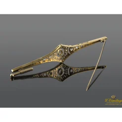 BROCHES / ALFILERES Broche-alfiler oro amarillo art-decco diamantes roca