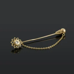 BROCHES / ALFILERES Broche-alfiler oro amarillo diamante y zafiros