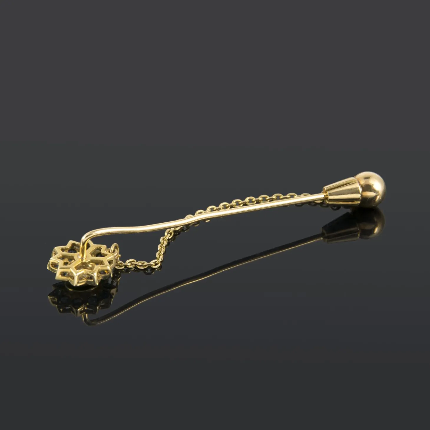 BROCHES / ALFILERES Broche-alfiler oro amarillo diamante y zafiros