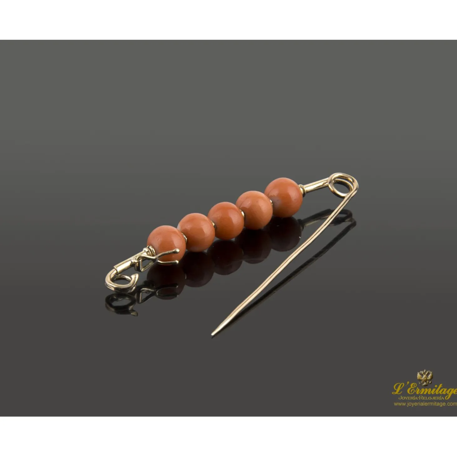 BROCHES / ALFILERES Broche-alfiler oro amarillo y corales