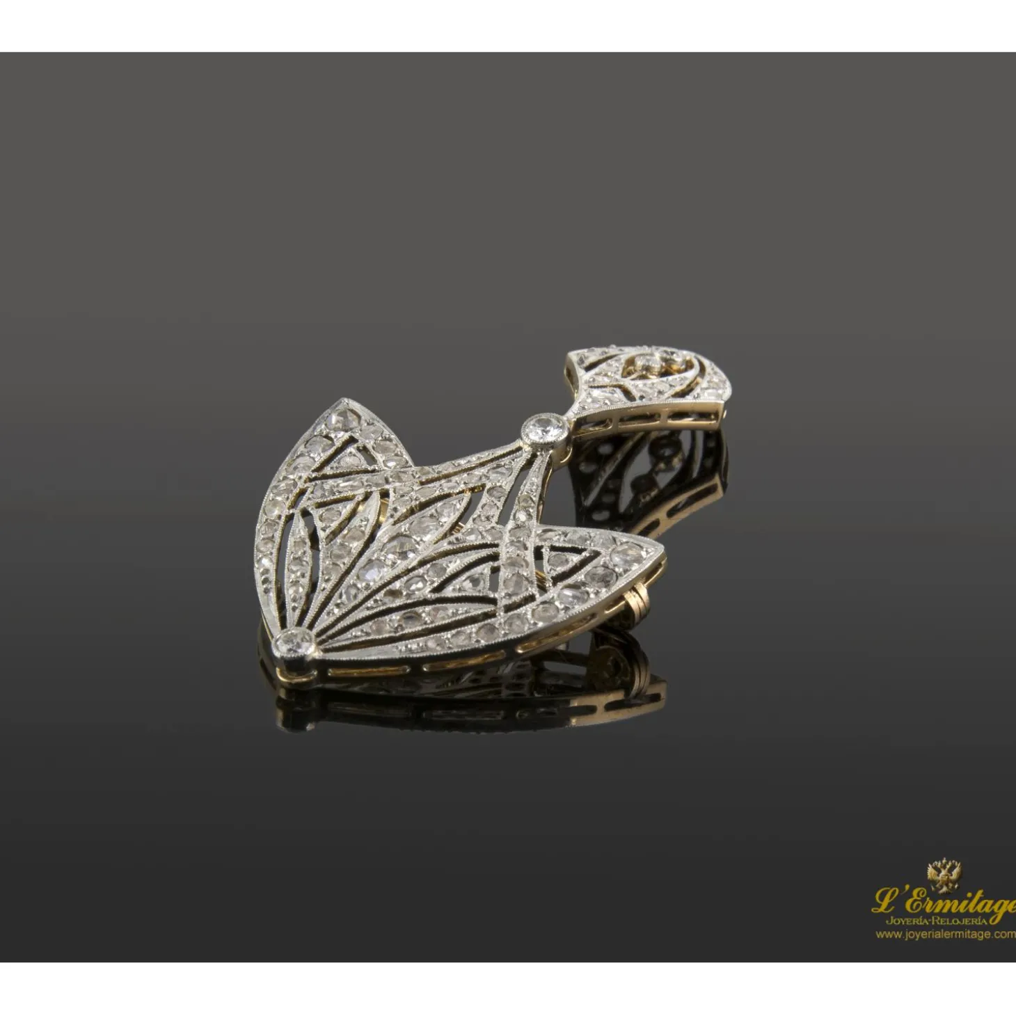 BROCHES / ALFILERES Broche-alfiler oro blanco y diamantes art-decco