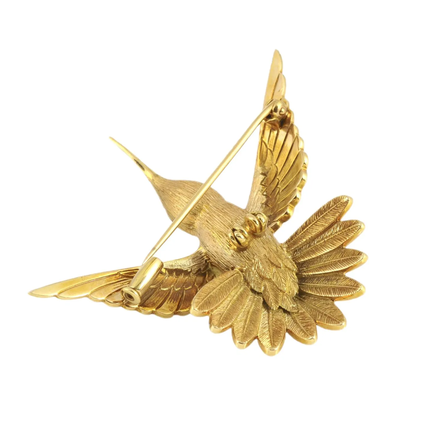 BROCHES / ALFILERES Broche-alfiler colibrí oro amarillo y esmalte.