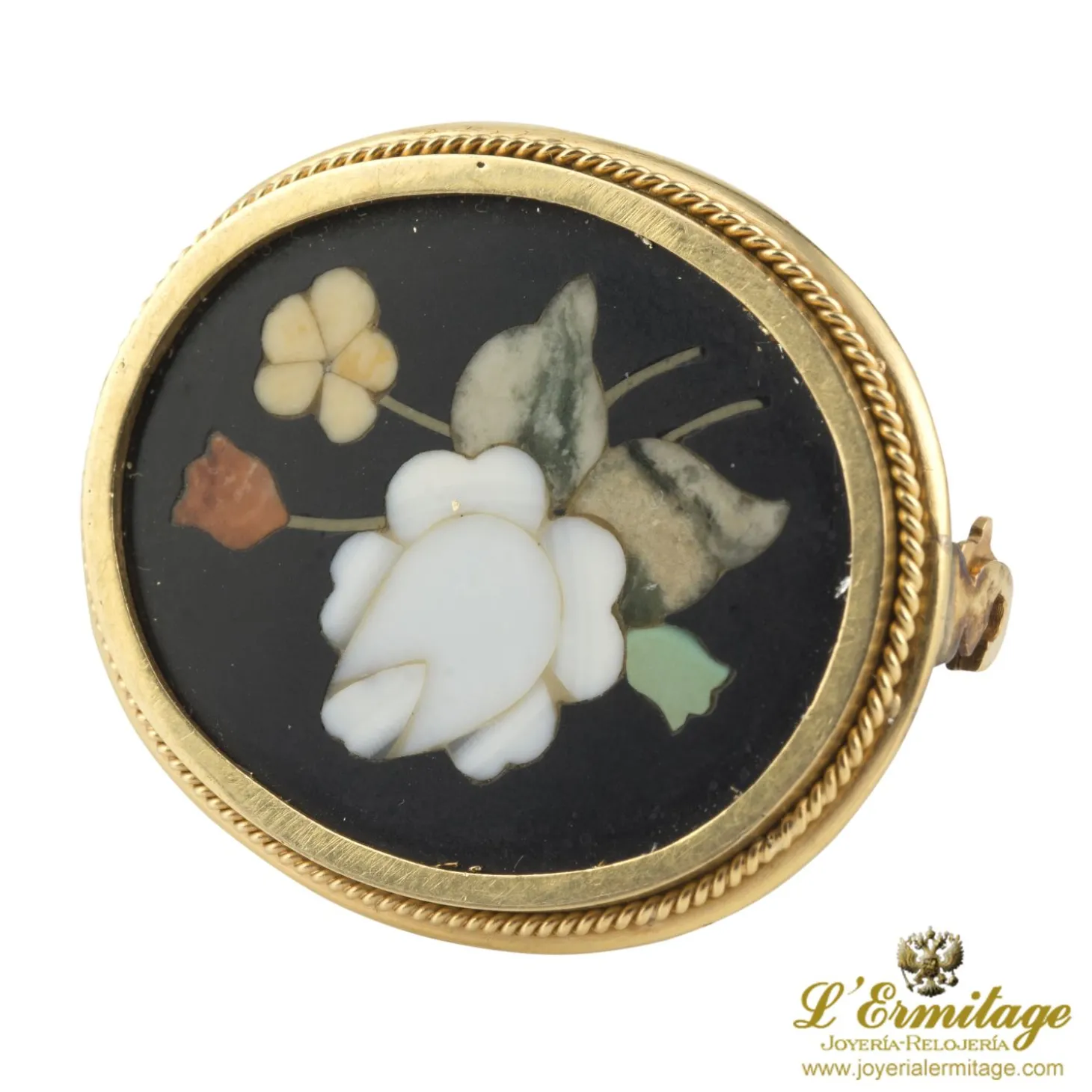 BROCHES / ALFILERES Broche-alfiler antiguo oro amarillo y esmalte