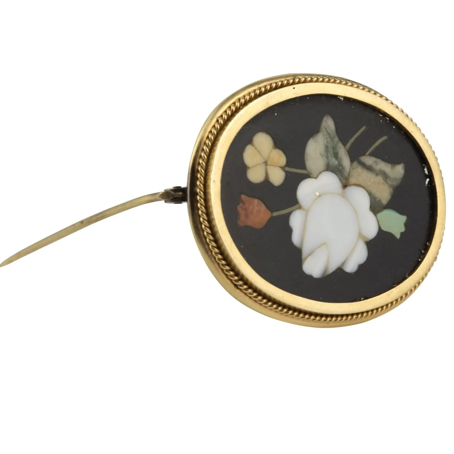 BROCHES / ALFILERES Broche-alfiler antiguo oro amarillo y esmalte