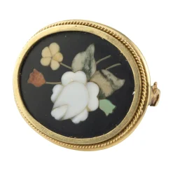 BROCHES / ALFILERES Broche-alfiler antiguo oro amarillo y esmalte
