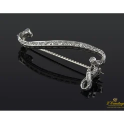 BROCHES / ALFILERES Broche-alfiler antiguo oro blanco y diamantes
