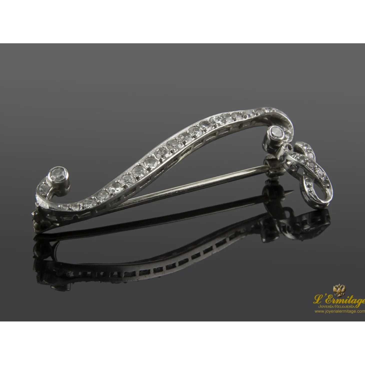 BROCHES / ALFILERES Broche-alfiler antiguo oro blanco y diamantes