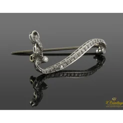 BROCHES / ALFILERES Broche-alfiler antiguo oro blanco y diamantes