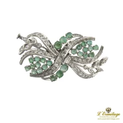 BROCHES / ALFILERES Broche-alfiler oro blanco esmeraldas y diamantes