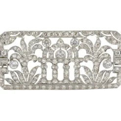 BROCHES / ALFILERES Broche-alfiler art deco oro blanco y diamantes talla antigua